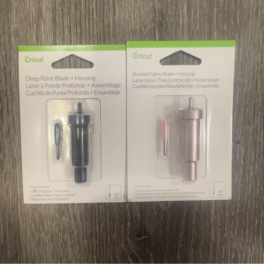 2 Brand New Cricut Fabtic Blades and Housing Set - Deep Point and Bond Fabric